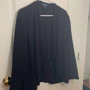 Black blazer with a drawstring around the waist area